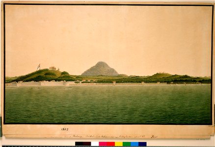 Malacca. Det Hollandske etablissement paa Malaykysten fra S.V. - Peter Anker (1744–1832) - Kulturhistorisk museum, UiO - UEM4503