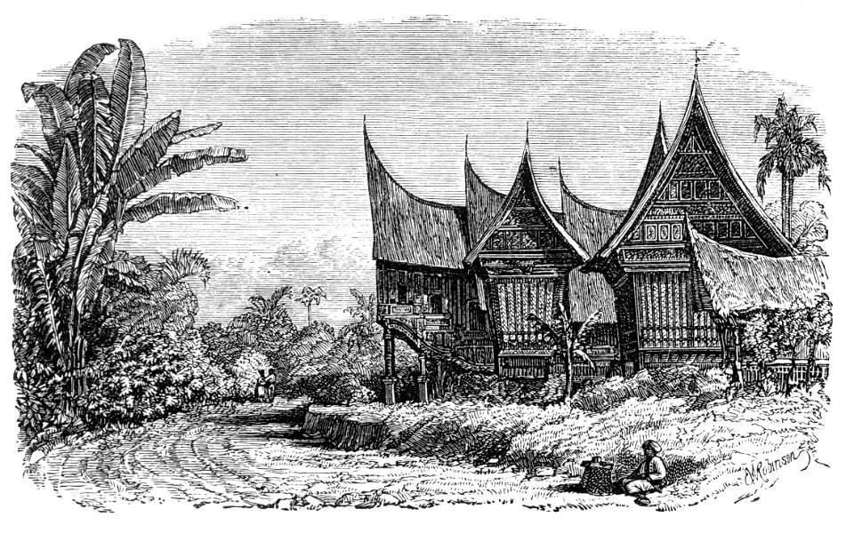 Malay Archipelago Chief's House and Rice-shed in a Sumatran Village