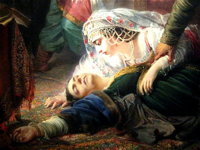 Makovsky False Dmitrys agents murdering Feodor Godunov and his mother 1862 - detail. Free illustration for personal and commercial use.