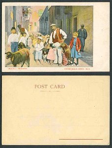 Malta-Old-Colour-UB-Postcard-Milk-Seller-Street (Vincenzo Galea)