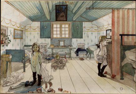 Mamma's and the Small Girls' Room. From A Home (26 watercolours) (Carl Larsson) - Nationalmuseum - 24215