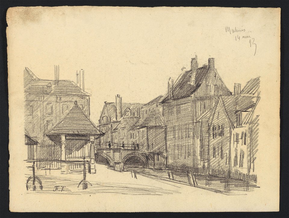 Malines - le Grootbrug sur la Dijle (Dyle) 1893 drawing by Jean-François Taelemans, R-2009-26377, Prints Department, Royal Library of Belgium