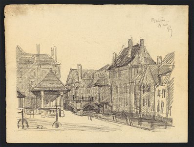 Malines - le Grootbrug sur la Dijle (Dyle) 1893 drawing by Jean-François Taelemans, R-2009-26377, Prints Department, Royal Library of Belgium