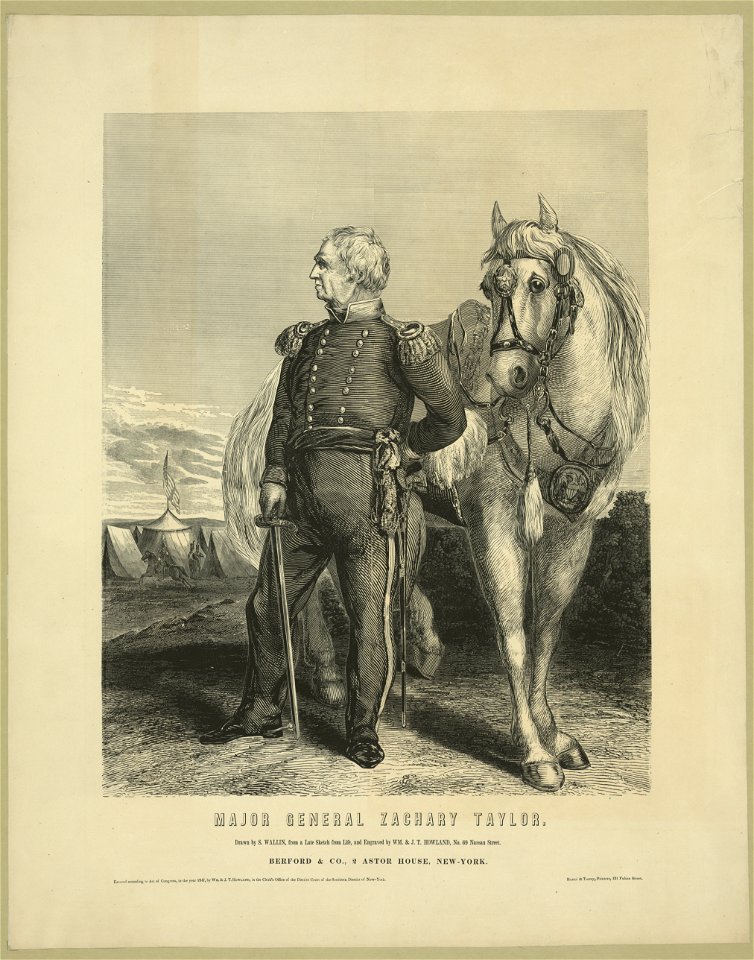 Major General Zachary Taylor - drawn by S. Wallin, from a late sketch from life ; and engraved by Wm. & J.T. Howland, no. 69 Nassau Street. LCCN2003656581