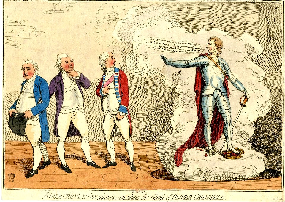 Malagrida & conspirators, consulting the ghost of Oliver Cromwell. (BM 1851,0901.84)