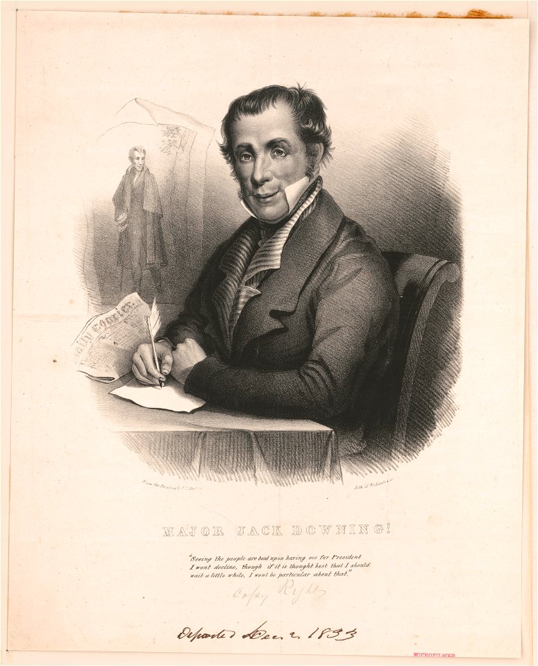 Major Jack Downing! - from the Painting by J(oseph) T. Harris ; Lith of Endicott & Sons (New York). LCCN2003689250
