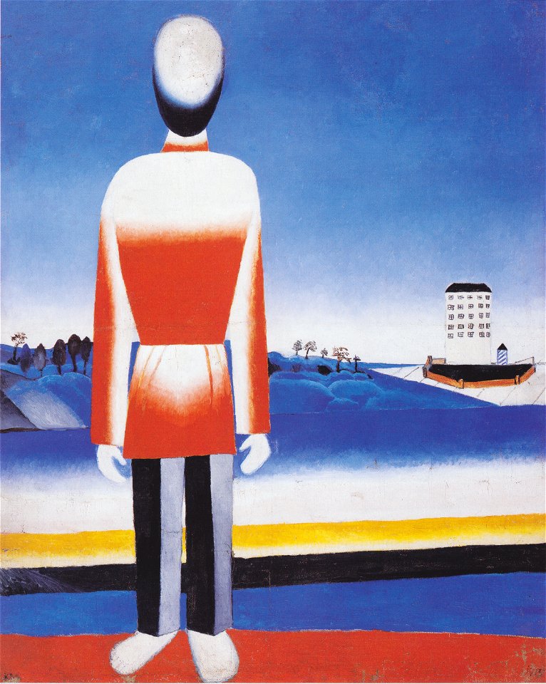 Malevich - Mann in suprematischer Landschaft