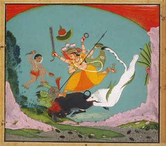 Maker unknown, India - The Great Goddess Durga Slaying the Buffalo Demon (Mahishasuramardini) - Google Art Project