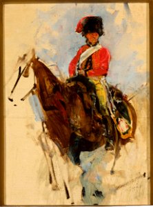 Maksymilian Gierymski - Sketch of a horseman, hussar - MP 1378 MNW - National Museum in Warsaw. Free illustration for personal and commercial use.