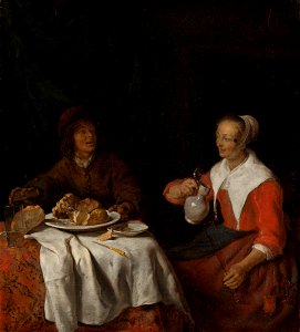 Man en vrouw aan de maaltijd Rijksmuseum SK-A-249