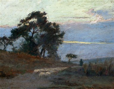 Maksymilian Gierymski - Landscape at sunrise - MP 415 - National Museum in Warsaw. Free illustration for personal and commercial use.