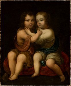 Malarz francuski XIX wiek - Portrait of two children (Louis XIV as a child with his milk sister) - M.Ob.286 - National Museum in Warsaw