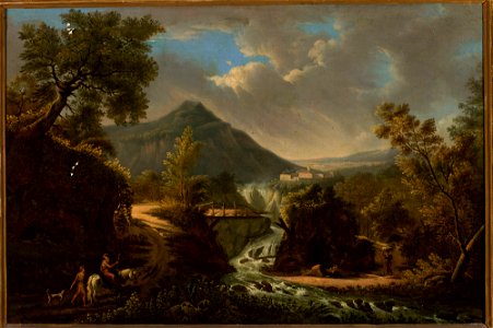 Malarz niemiecki XIX w. - Italian landscape with a river and staffage - M.Ob.1324 MNW - National Museum in Warsaw