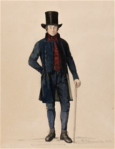 Man i dräkt. Akvarell av P.Södermark 1850 - Nordiska museet - NMA.0070062
