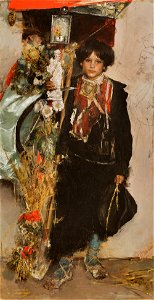Antonio Mancini - Standard Bearer of the Harvest Festival. Free illustration for personal and commercial use.