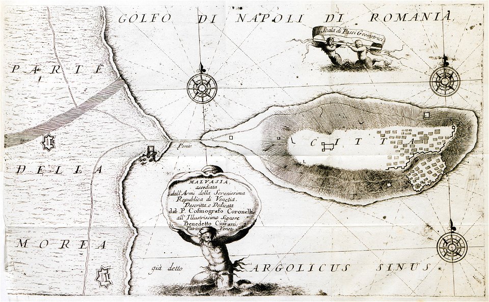 Malvasia, assediata dall'Armi della Serenissima Republica di Venetia - Coronelli Vincenzo Maria - 1708
