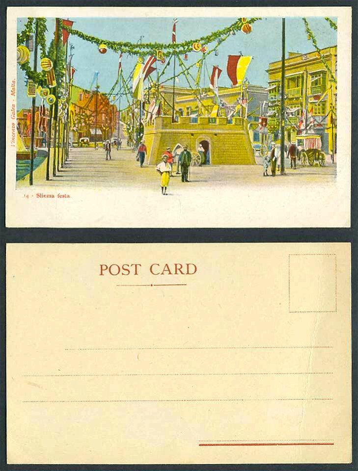 Malta-Old-Colour-UB-Postcard-14-Sliema-Festa (Vincenzo Galea)