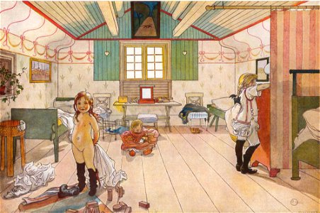 Mammas och småflickornas rum av Carl Larsson 1897. Free illustration for personal and commercial use.
