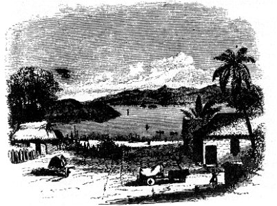 Managua 1849. Blick vom Strand auf den Managuasee. Skizze von Ephraim George Squier