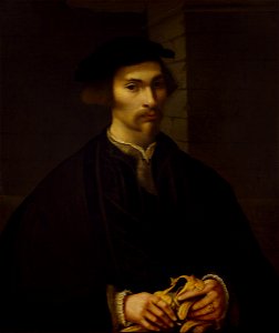Man Holding Gloves by Unknown