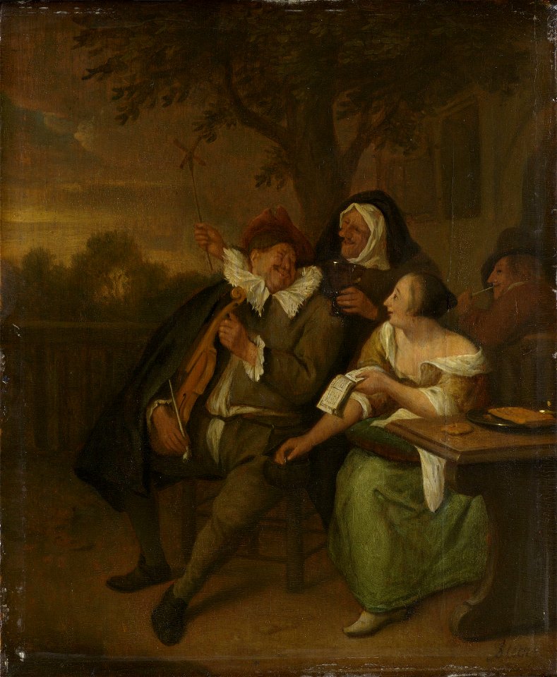 Man met een viool in slecht gezelschap Rijksmuseum SK-A-393