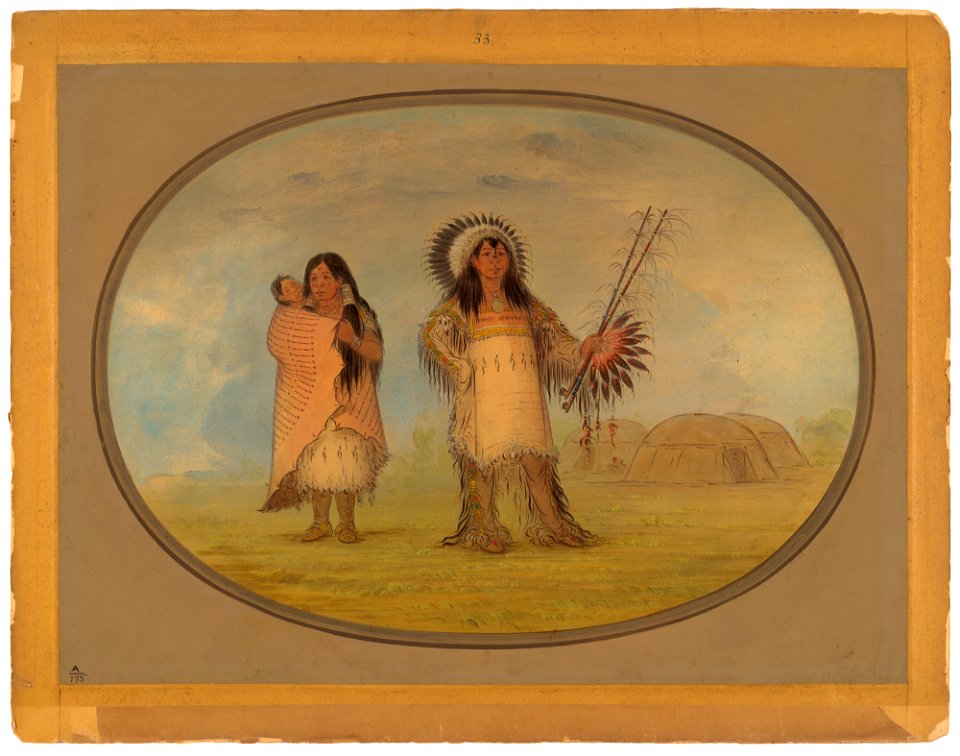Mandan Civil Chief, His Wife, and Child C16936