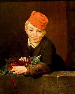 Boy with Cherries Edouard Manet. Free illustration for personal and commercial use.