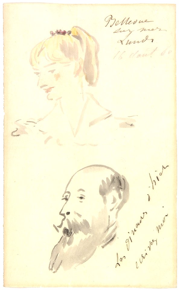 Manet - Head of a Woman and Head of a Bearded Man, 1880