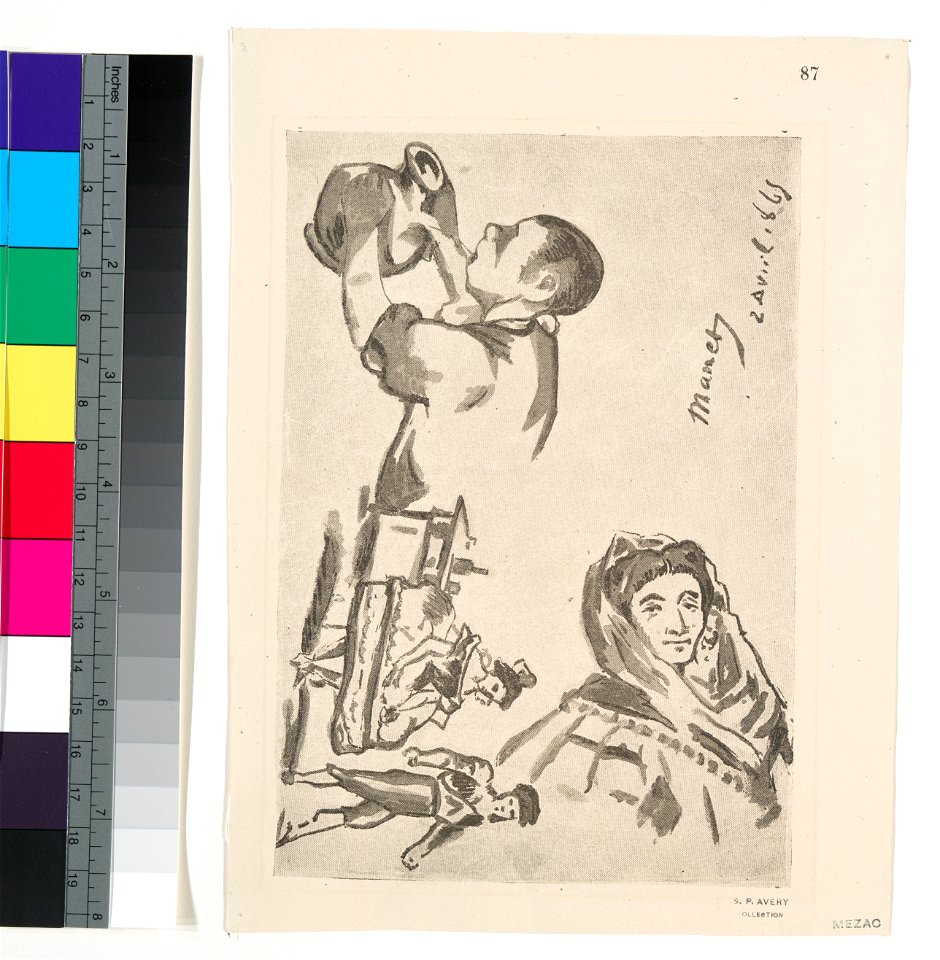 Manet - Sheet of drawings from L'autographe du Salon, 483452