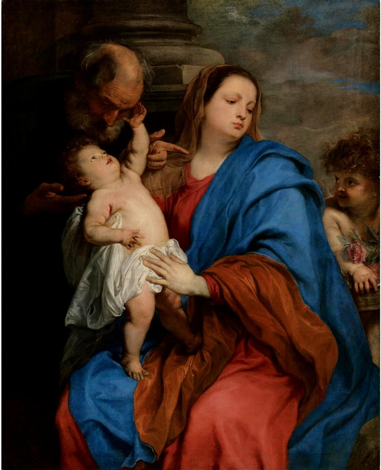 Manner of after Anthony van Dyck - The Holy Family with an angel, na ca. 1625