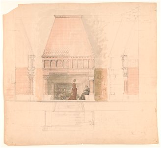 Mansion for William K. and Alva Vanderbilt, 660 Fifth Avenue, New York City). (Fireplace and overmantel for supper room) (Rendering LCCN2017648595
