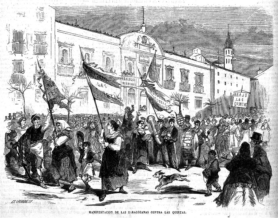 Manifestación de las zaragozanas contra las quintas, de D Urrabieta