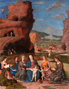 Mantegna - The Virgin and Child with Infant Saint John the Baptist and Six Female Saints, about 1497-1500