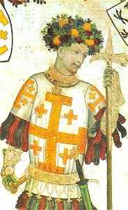 Manfred I of Saluzzo depicted as Godfrey of Bouillon, fresco by Giacomo Jaquerio, 1420 (25958141210)