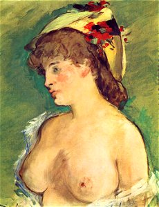 Manet, Edouard - Blonde Woman with Bare Breasts. Free illustration for personal and commercial use.