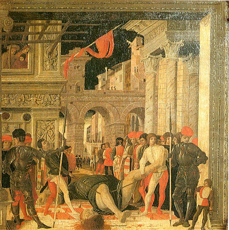 Mantegna, trasporto del corpo di san cristoforo, copia del museo jacquemart-andrè