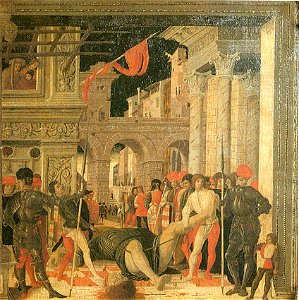 Mantegna, trasporto del corpo di san cristoforo, copia del museo jacquemart-andrè