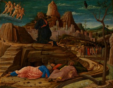 Mantegna, Andrea - Agony in the Garden - National Gallery, London. Free illustration for personal and commercial use.