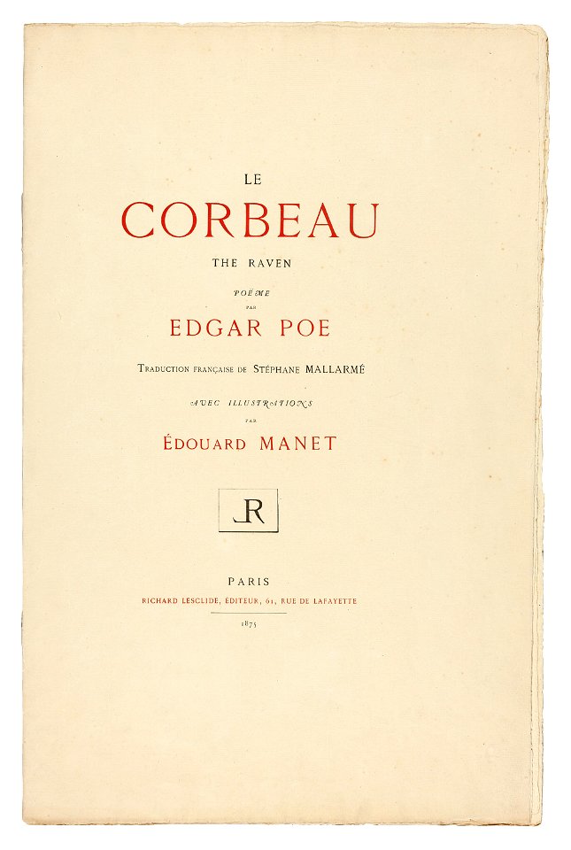 Manet - Title Page and Text, from The Raven (Le Corbeau), 1945.52.7