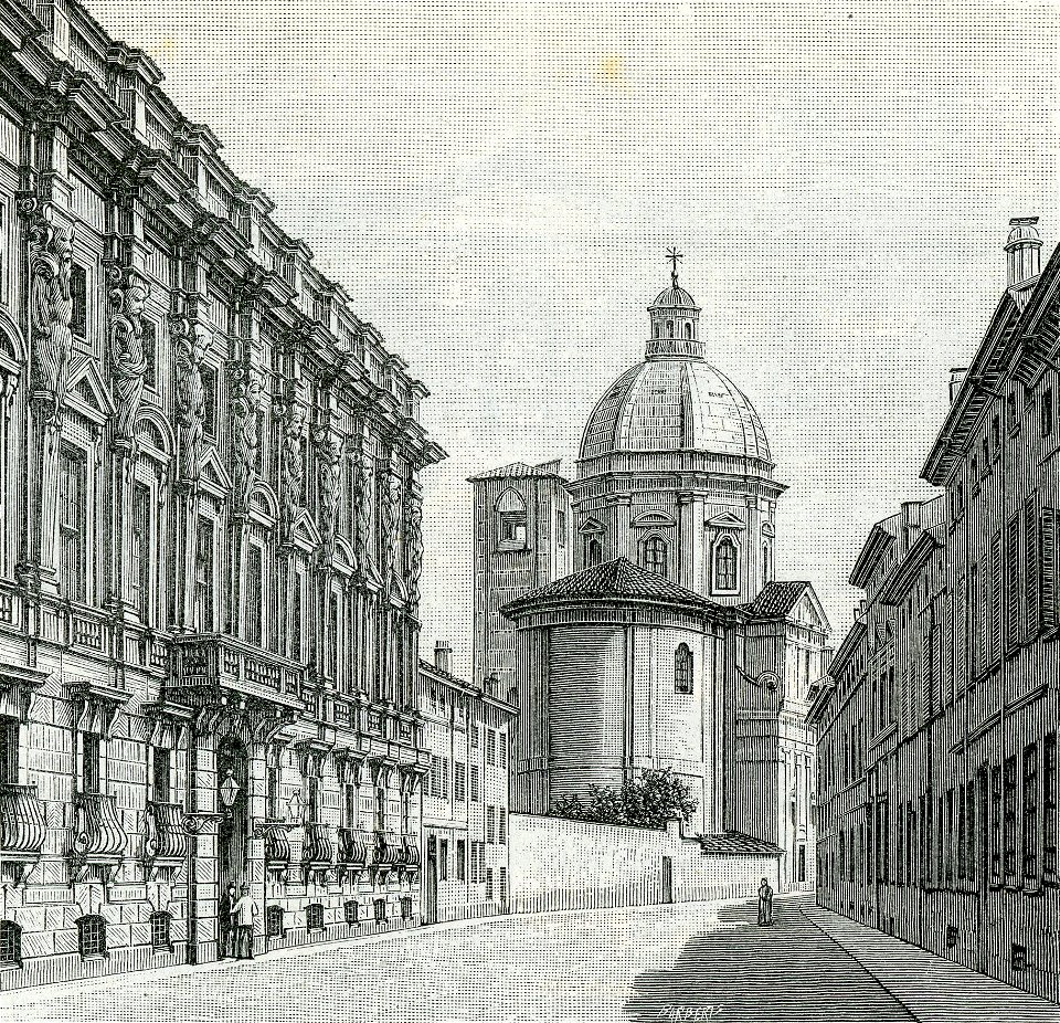 Mantova Palazzo di Giustizia e parte posteriore della Basilica di Santa Barbara