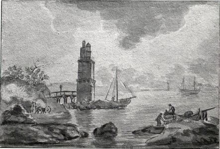 Manglard Adrien Paysage cotier avec un phare vue de la tour