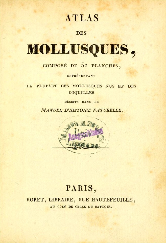 Manuel de l'histoire naturelle des mollusques Frontis