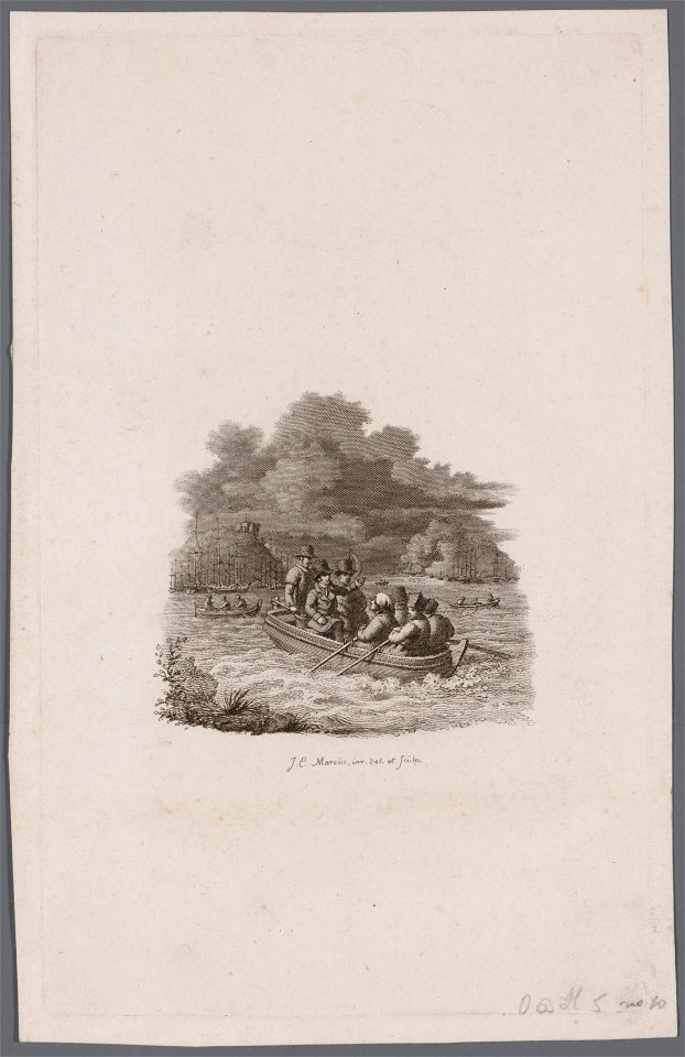 Mannen in roeiboot, reis naar Archipel, objectnr A 16653