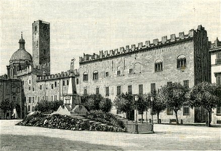Mantova Piazza Sordello e Palazzo Bonacolsi. Free illustration for personal and commercial use.