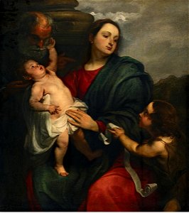 Manner of after Anthony van Dyck - The Holy Family with Saint John the Baptist as a child, ca. 1625