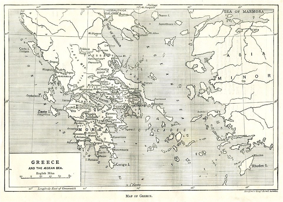 Map of Greece - Mahaffy John Pentland - 1890
