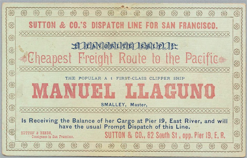 MANUEL LLAGUNO Clipper ship sailing card HN002768aA