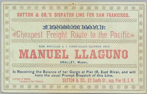 MANUEL LLAGUNO Clipper ship sailing card HN002768aA. Free illustration for personal and commercial use.