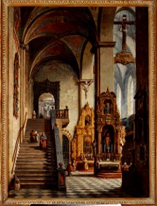 Marcin Zaleski - Interior of the Dominican Church in Kraków - MP 714 - National Museum in Warsaw. Free illustration for personal and commercial use.