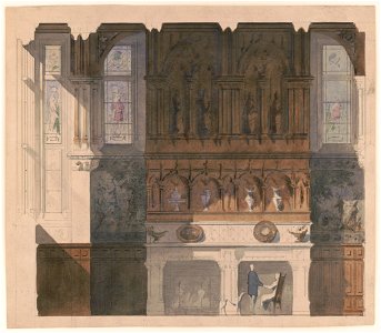 Mansion for William K. and Alva Vanderbilt, 660 Fifth Avenue, New York City). (Double fireplaces and overmantel) (Rendering LCCN2017648588